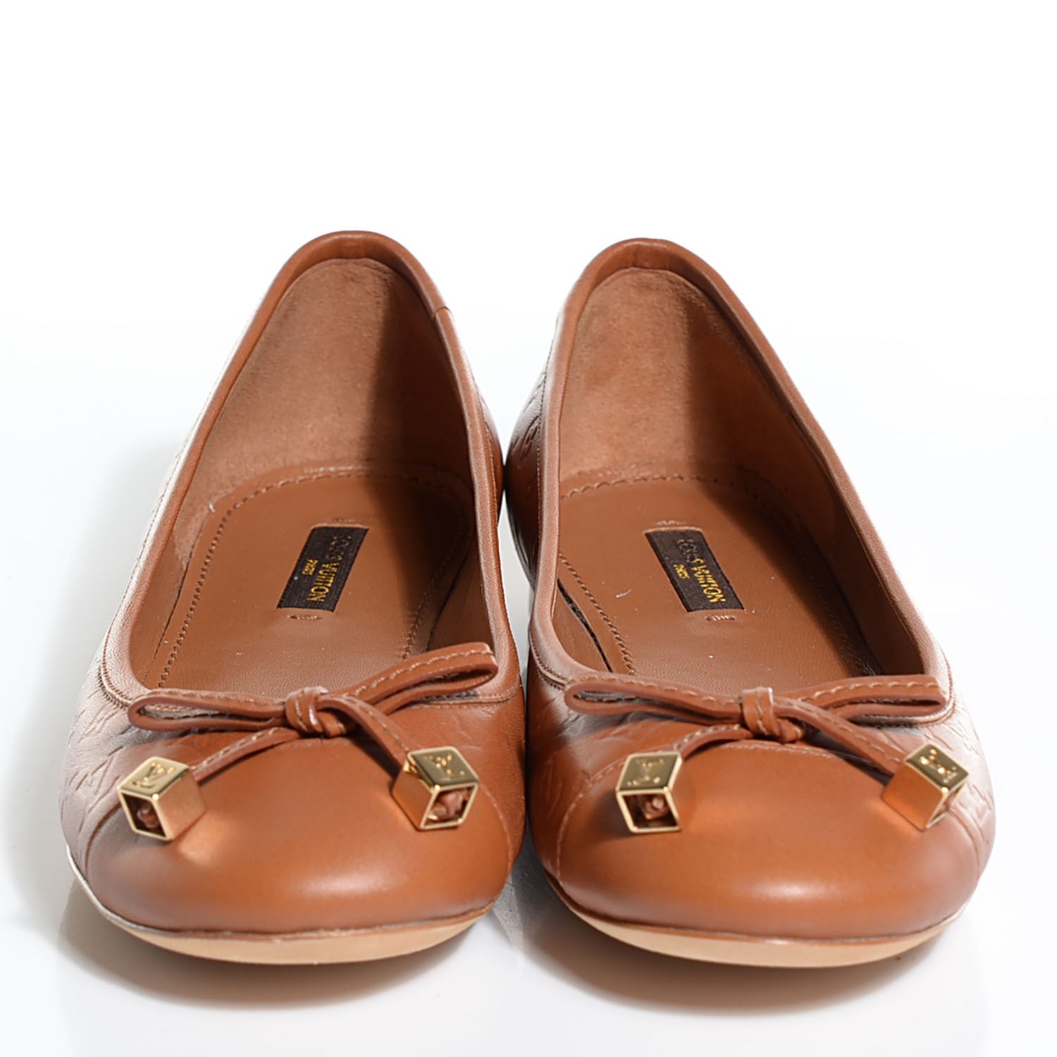 Louis Vuitton Calfskin Embossed Monogram Debbie Ballerina Flats 36 Cognac 2 of 7