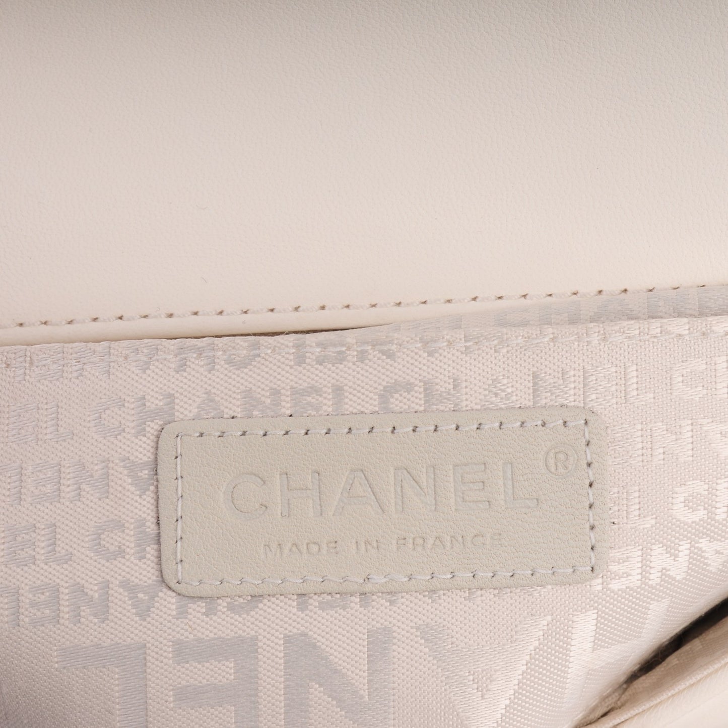 Lambskin Quilted Chocolate Bar 3 Chain Flap White
