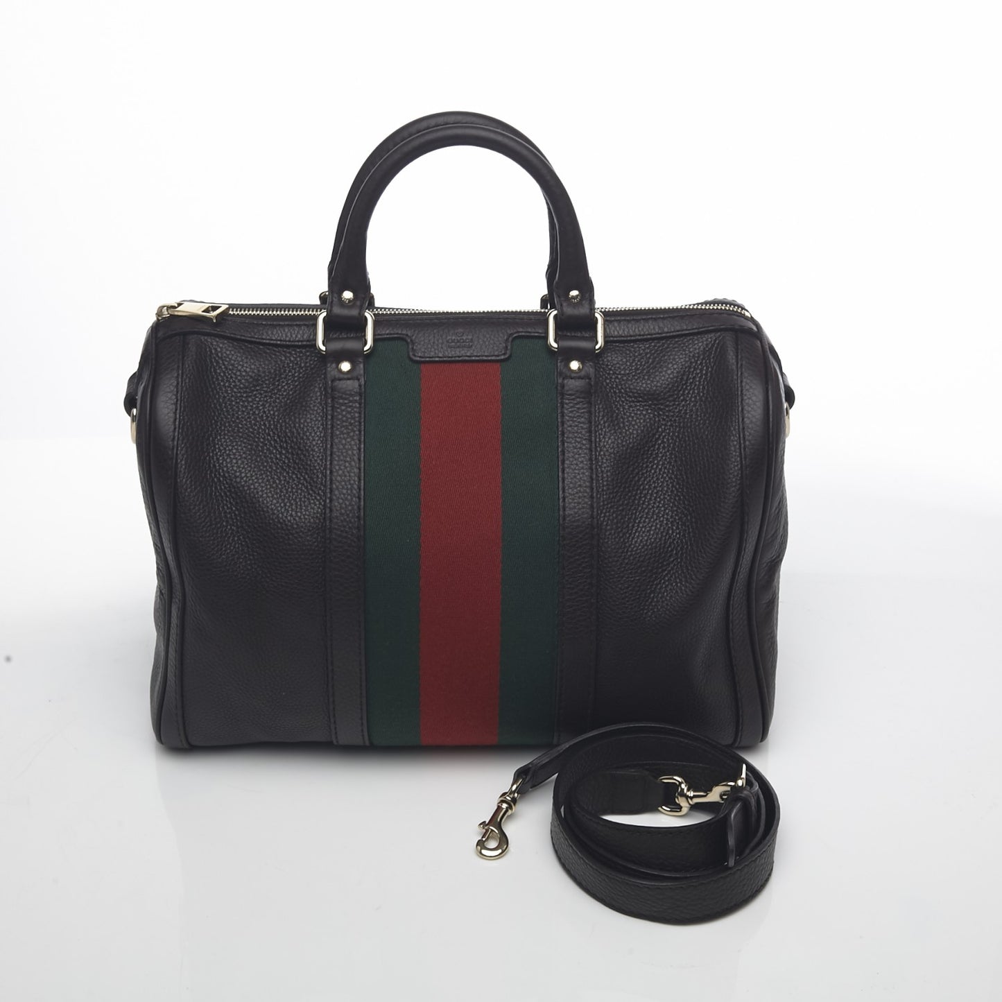 Calfskin Vintage Web Medium Boston Dark Brown