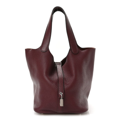 Hermes Taurillon Clemence Picotin Lock 22 MM Bordeaux 1 of 12