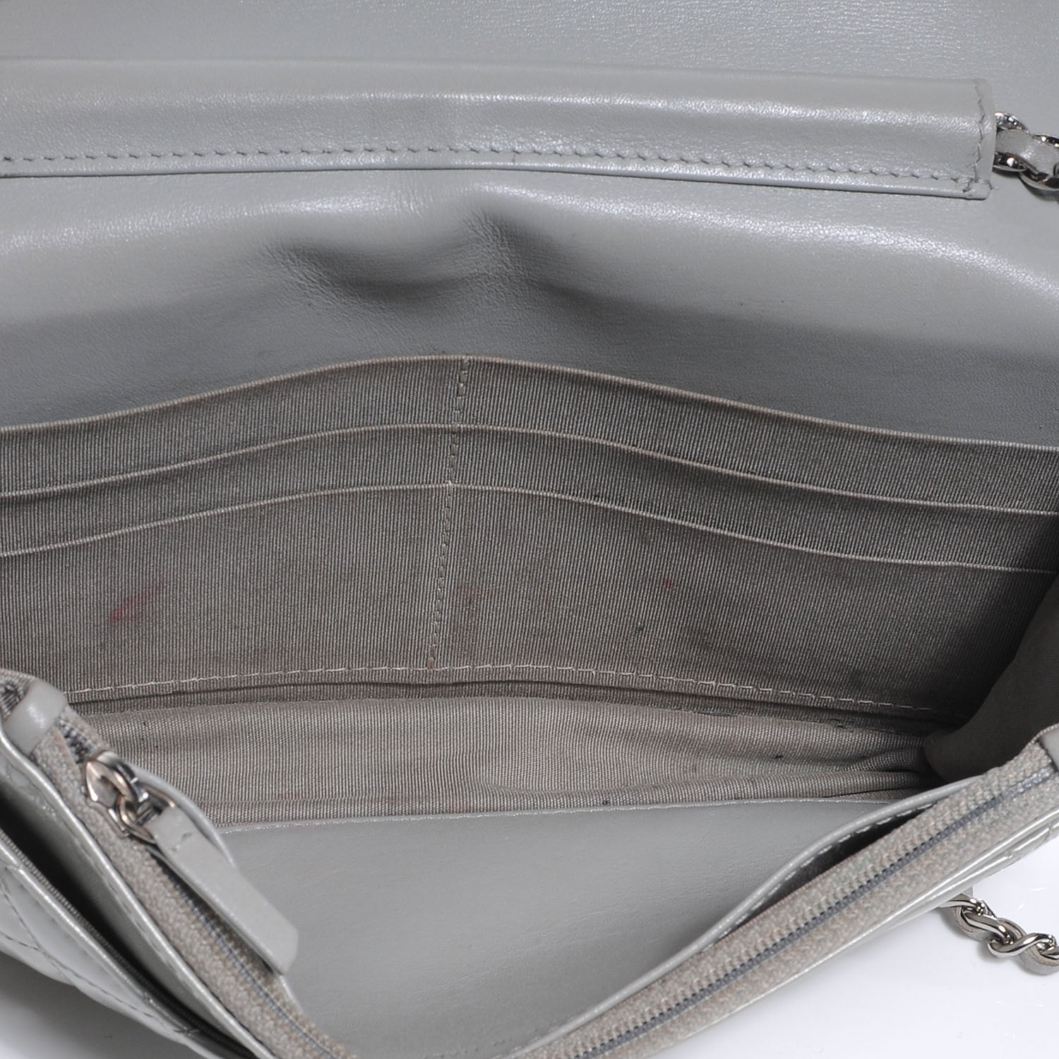 Chanel Patent Quilted Brilliant Wallet On Chain WOC Silver 8 of 9