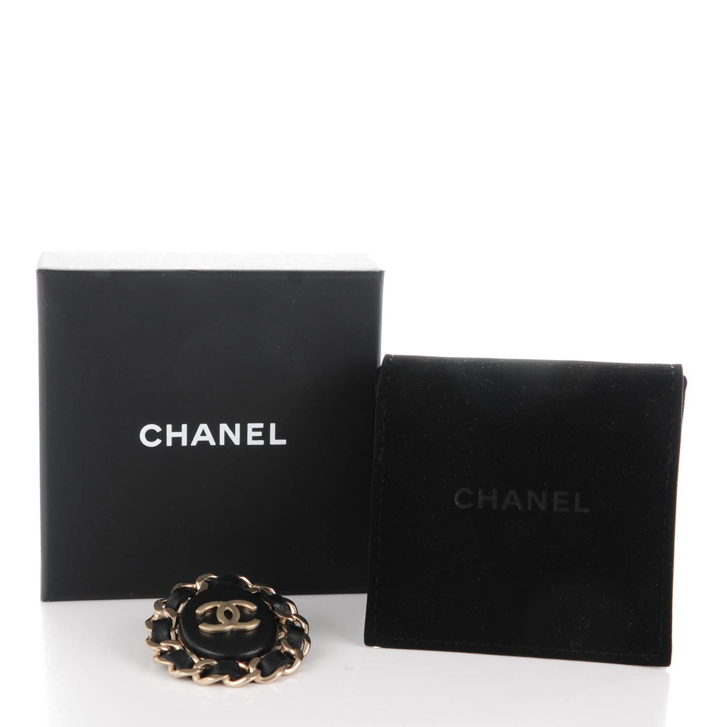 Lambskin CC Brooch Black Gold