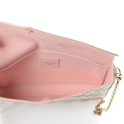 Louis Vuitton Damier Azur Pochette Felicie Chain Wallet Rose Ballerine 5 of 8