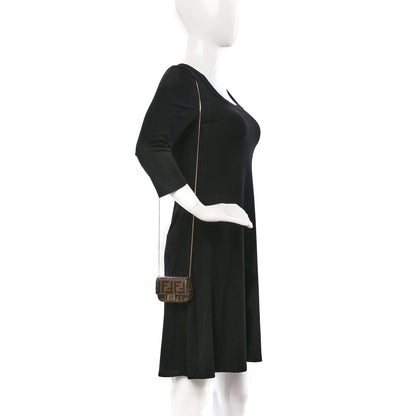 Fendi Glazed Fabric FF 1974 Nano Baguette Belt Charm Mogano Panna 2 of 11