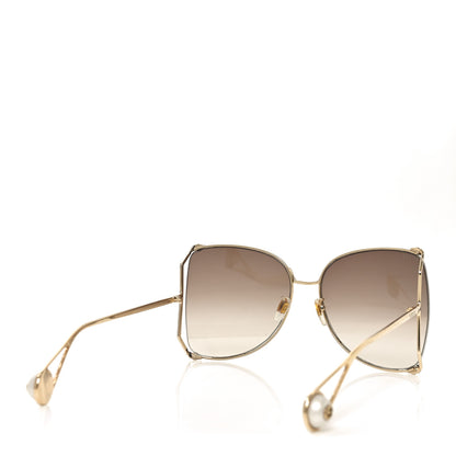 Gucci Metal Oversized Round Sunglasses GG0252S Gold Brown 4 of 7