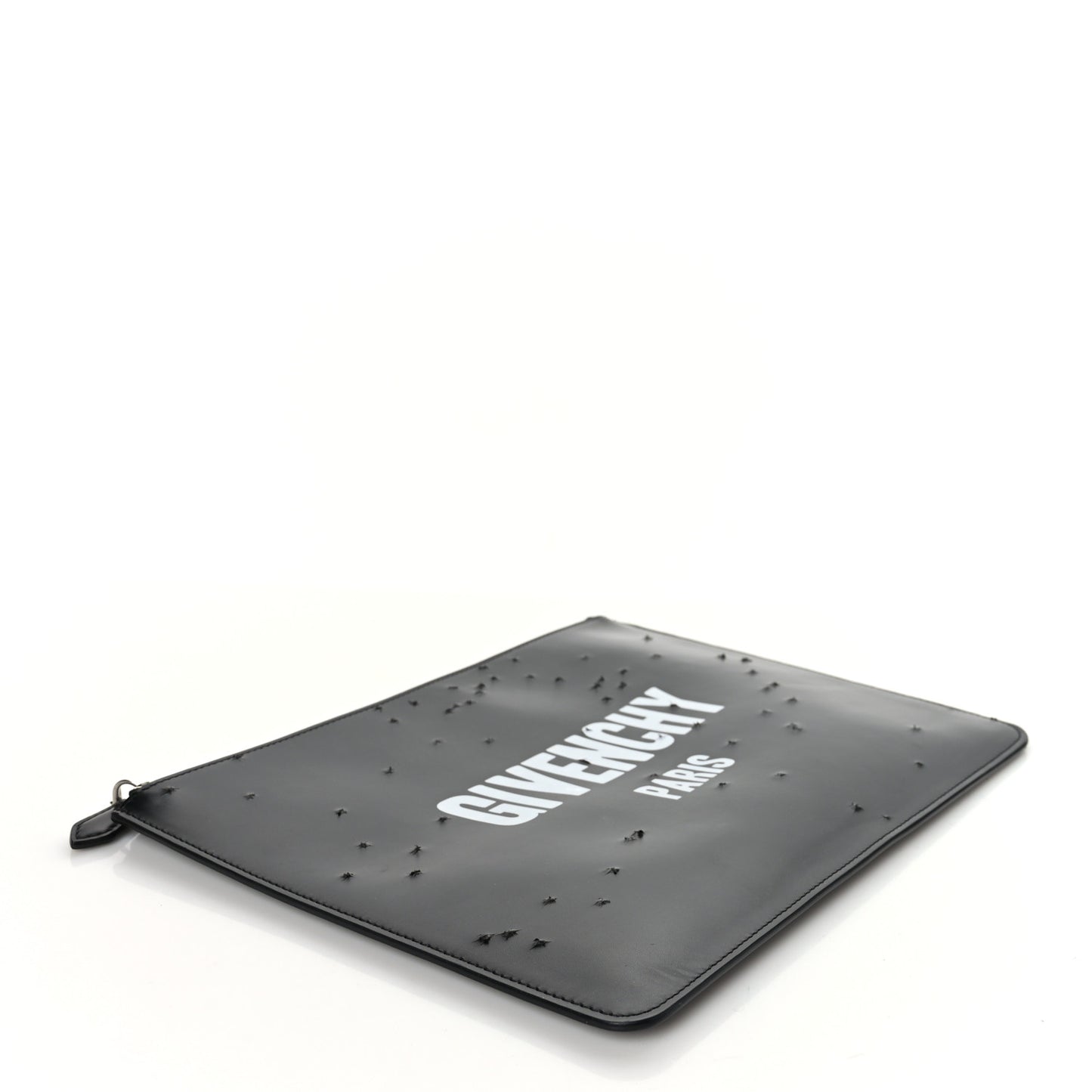 Calfskin Logo Zip Pouch Black