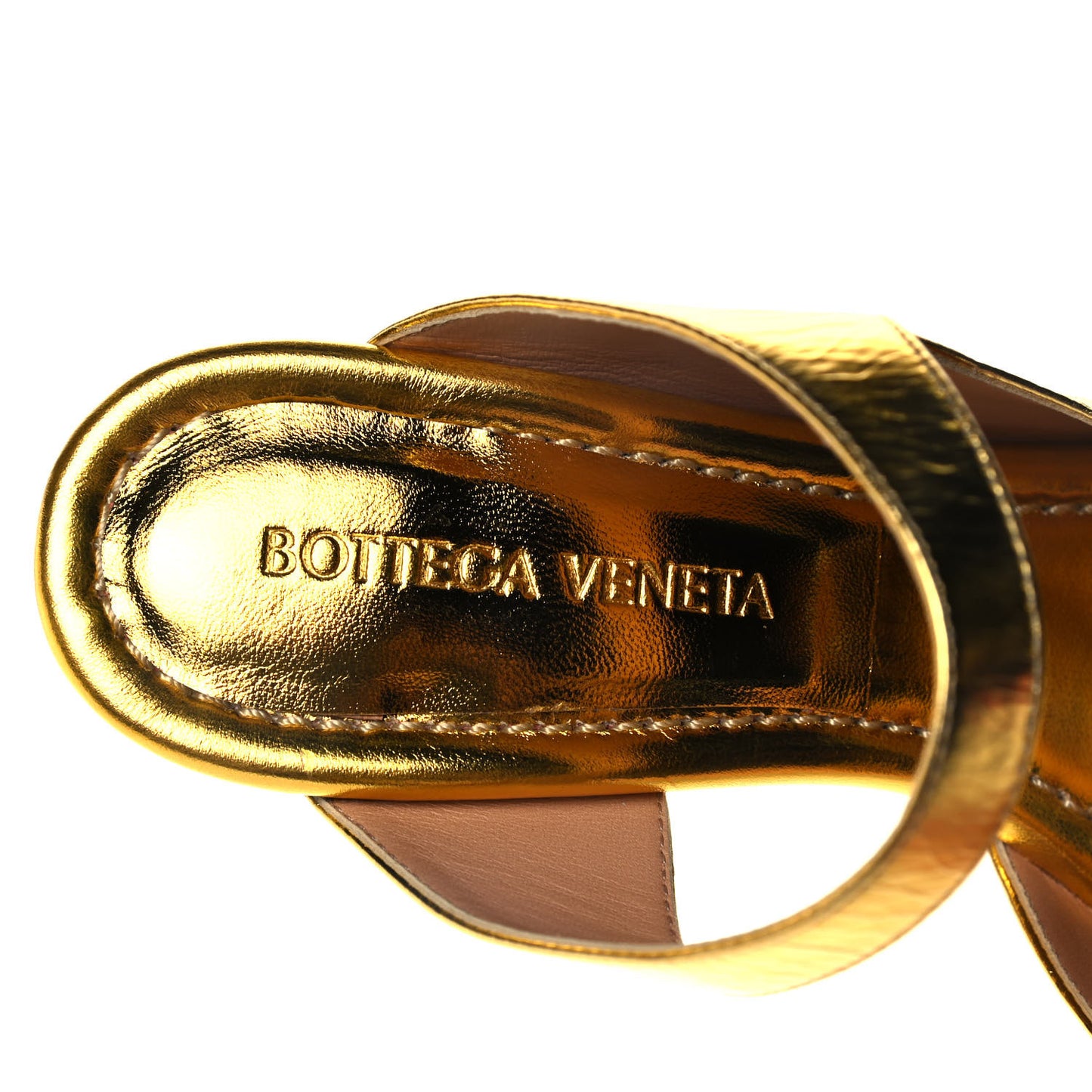 Vitello Lame Square Toe Sandals 35 Gold