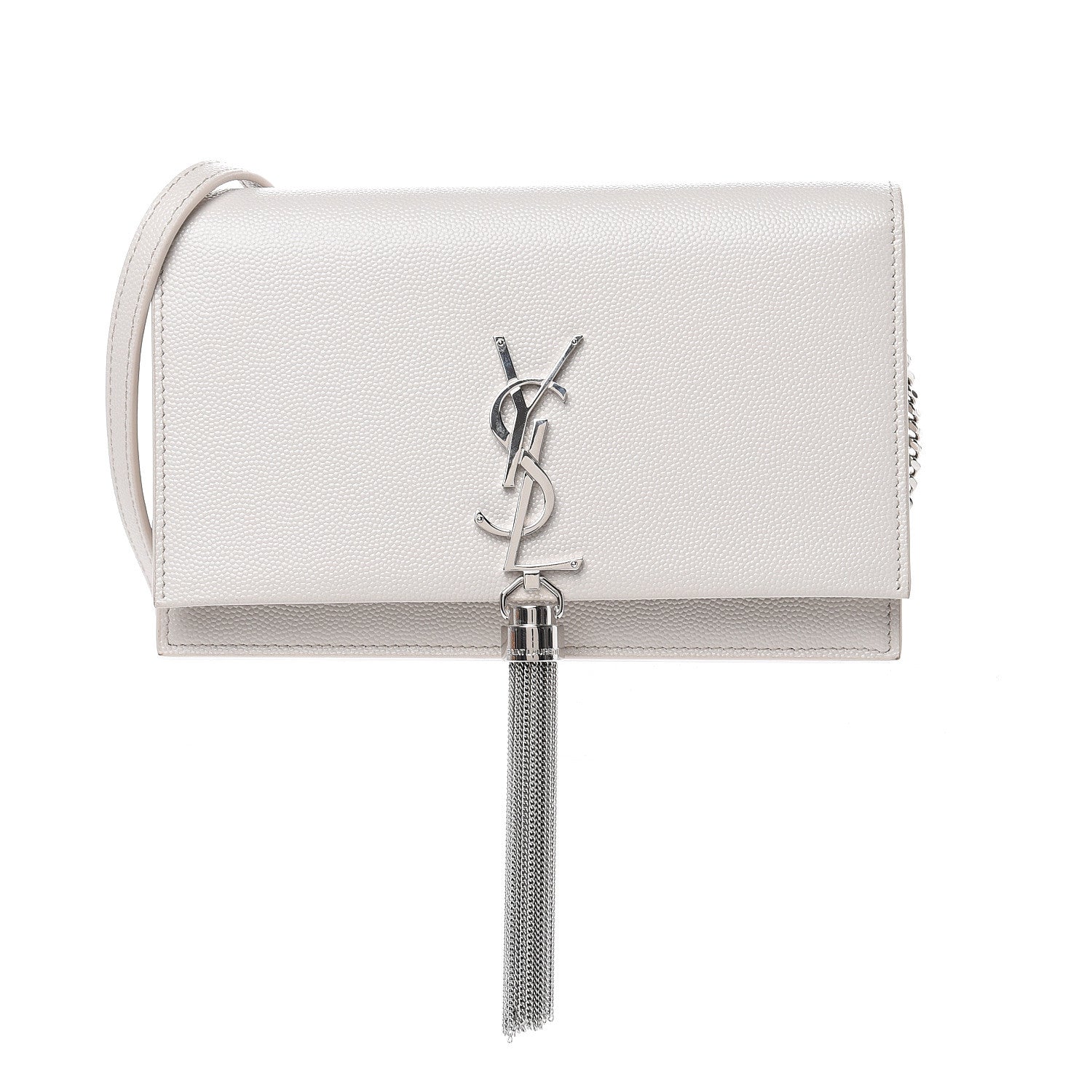 Saint Laurent Grain De Poudre Small Classic Monogram Kate Tassel Chain Wallet Icy White 1 of 10