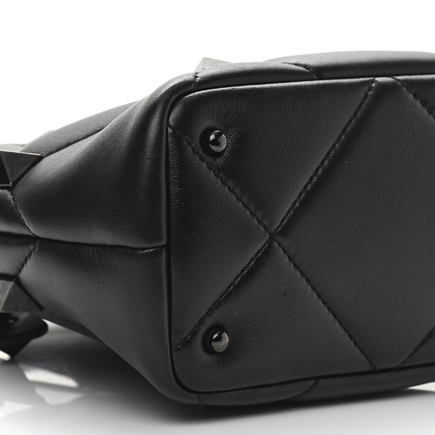 Nappa Monochrome Small Roman Stud The Handle Bag Black