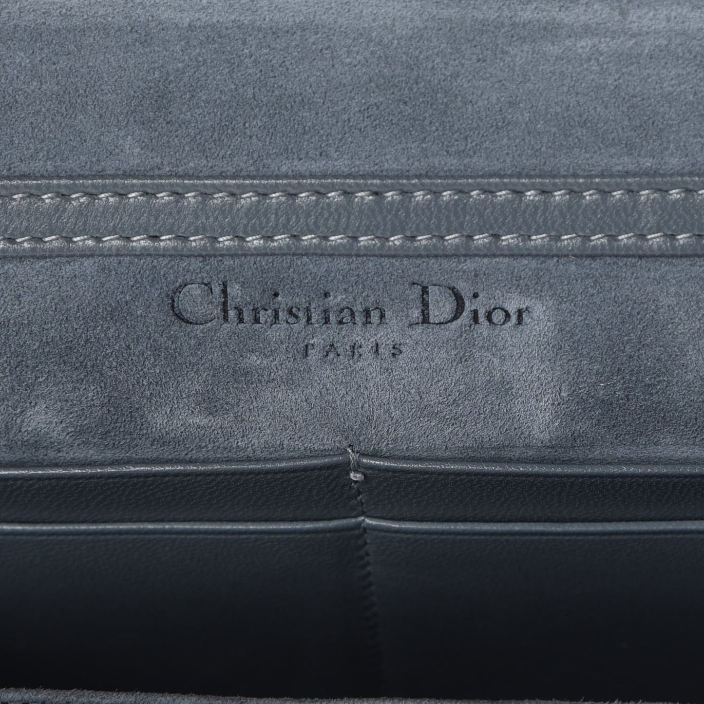 Lambskin Cannage Studded Dioraddict Wallet on Chain Clutch Grey Blue