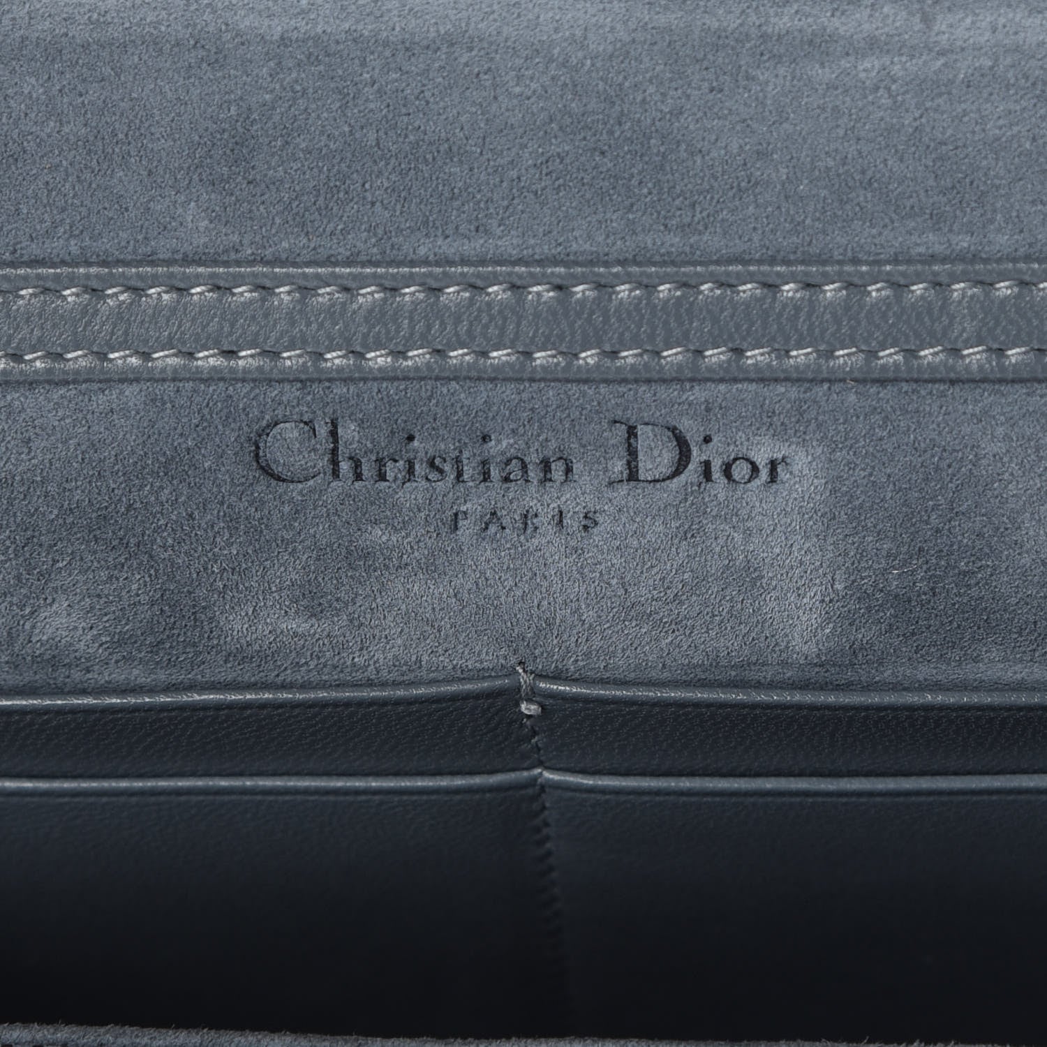 Christian Dior Lambskin Cannage Studded Dioraddict Wallet on Chain Clutch Grey Blue 8 of 9