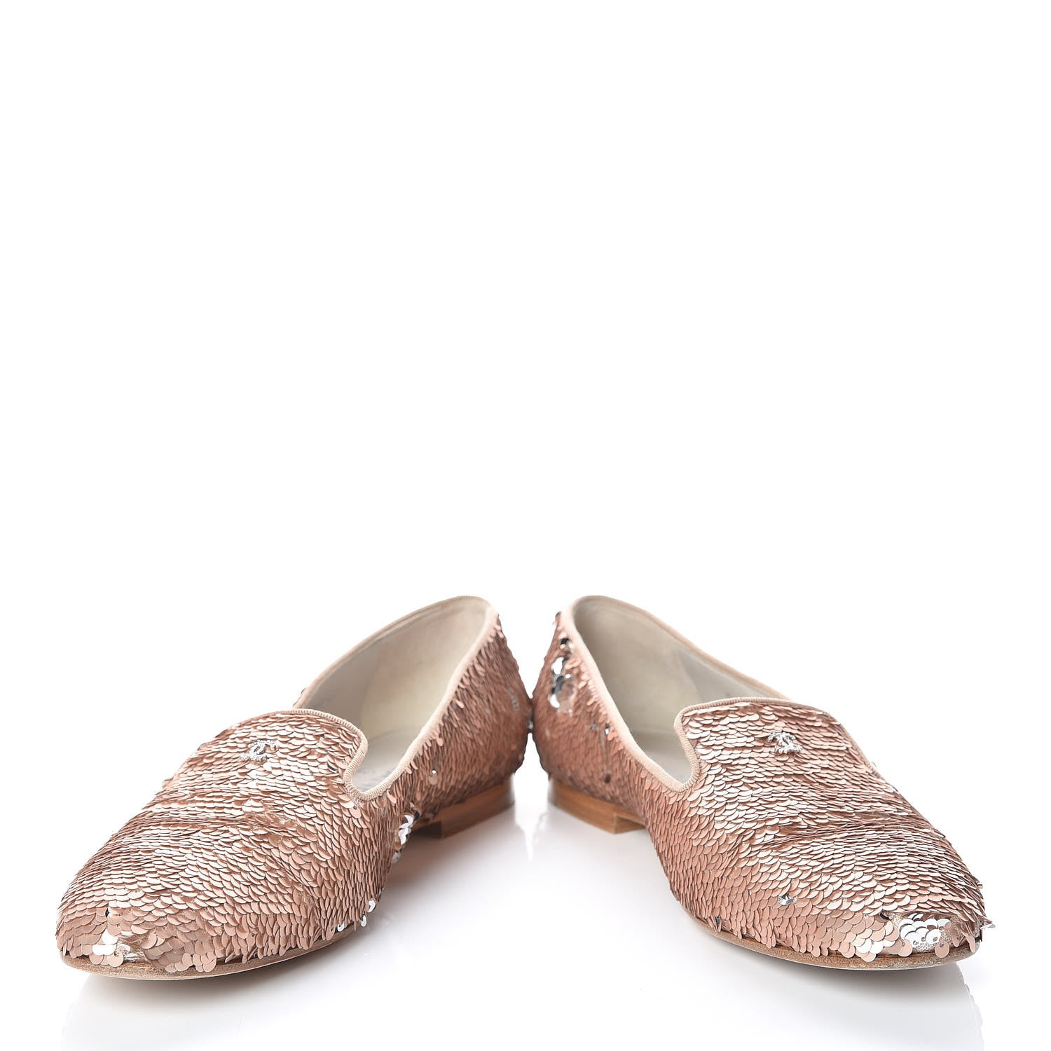 Chanel Sequin CC Moccasin Loafers 39 Pink 5 of 16