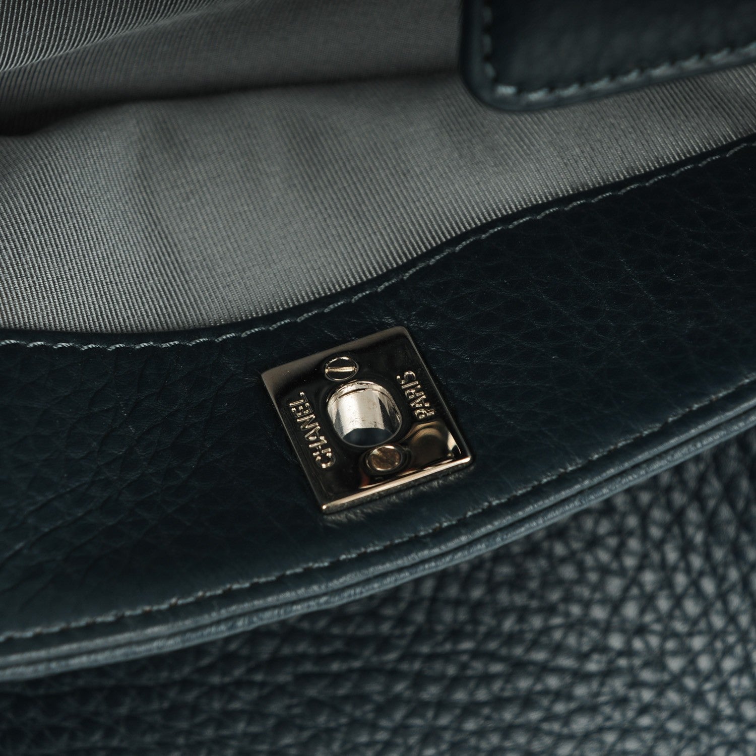 Chanel Deerskin Cerf Executive Shopper Tote Dark Blue 8 of 9