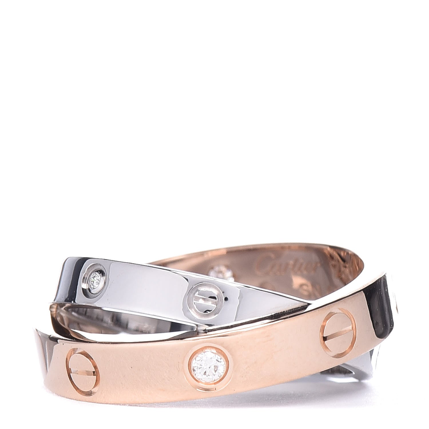 Cartier 18K Pink White Gold 6 Diamonds LOVE Ring 46 3.75 3 of 4