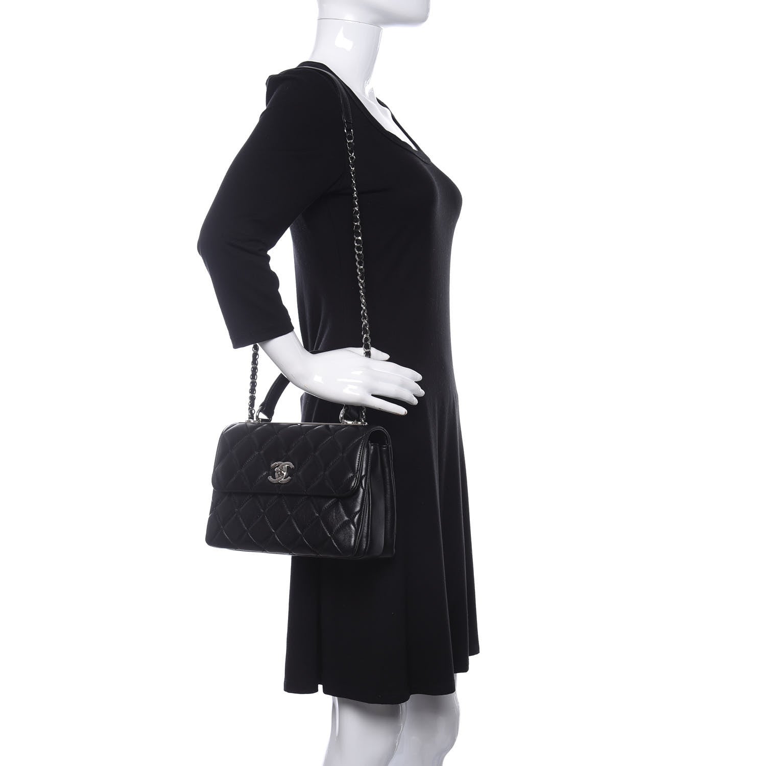 Chanel Lambskin Quilted Small Trendy CC Dual Handle Flap Bag Black 2 of 10