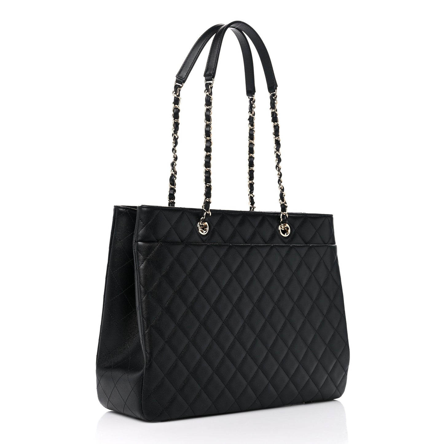Caviar Quilted Large Shopping Tote Black