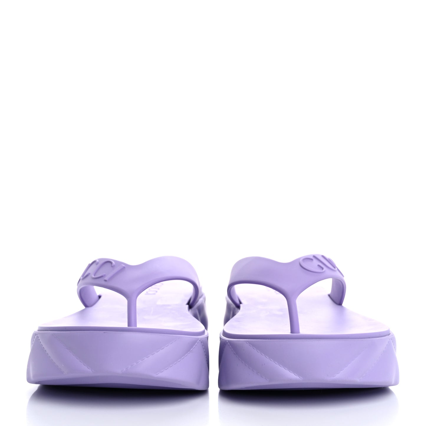 Rubber Chevron Logo Embossed Womens Thong Platform Sandals 37 Lapis