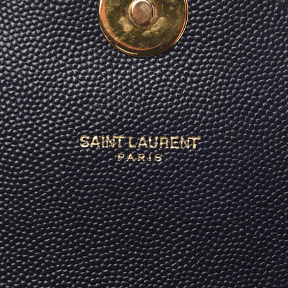 Saint Laurent Grain De Poudre Matelasse Chevron Medium Monogram Satchel Midnight Blue 6 of 8