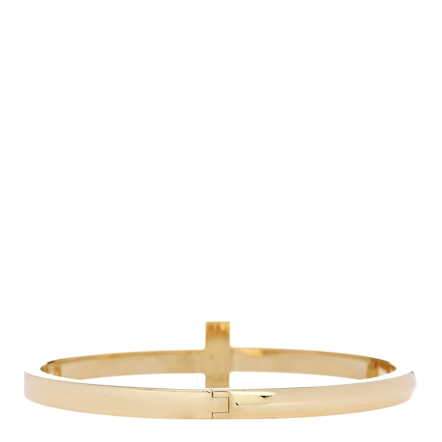 Tiffany 18K Yellow Gold Wide T T1 Hinged Bangle Bracelet 2 of 4