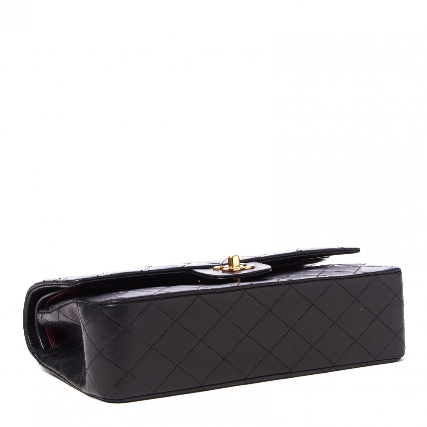 Lambskin Quilted Medium Double Flap Black