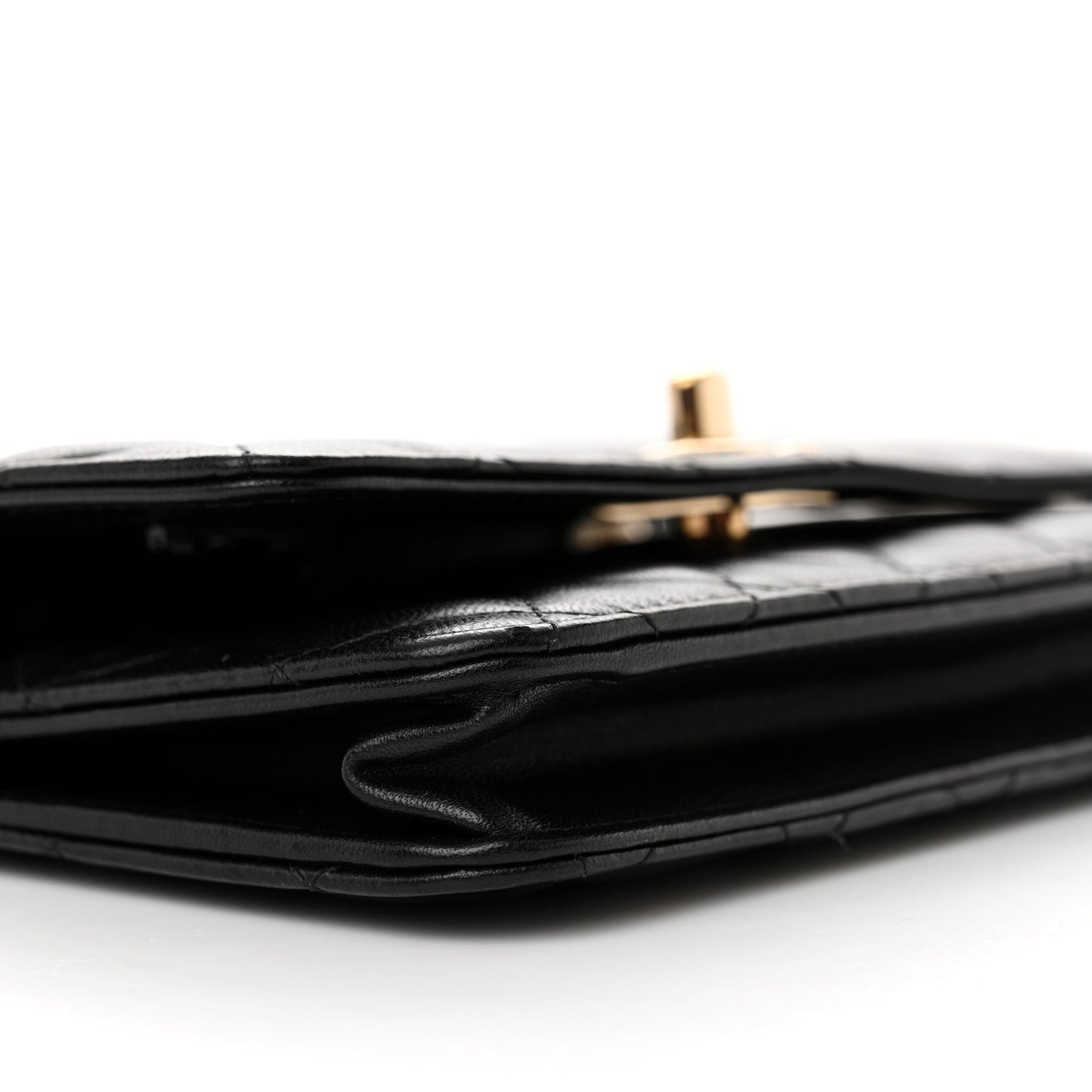 Lambskin Quilted Trendy CC Wallet On Chain WOC Black