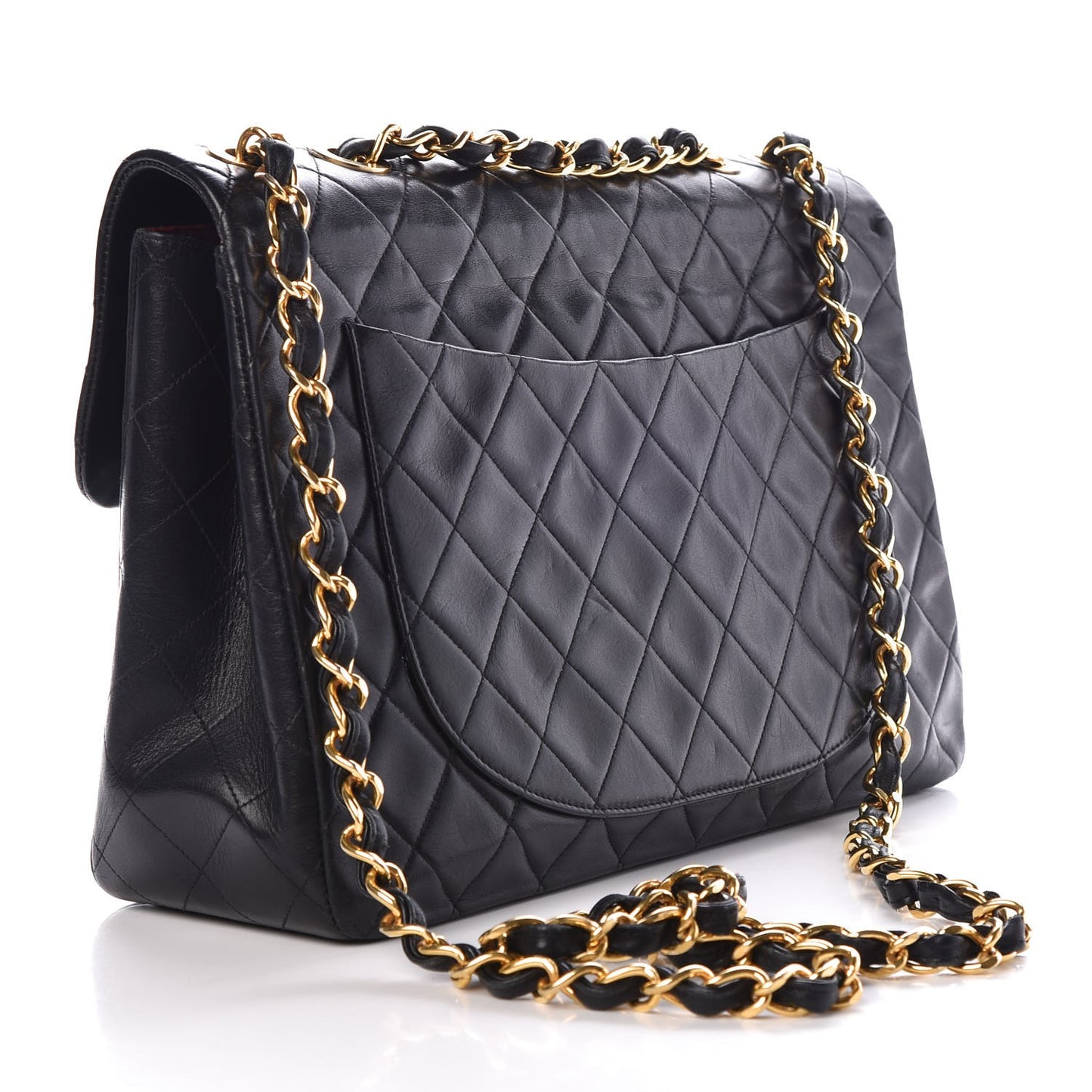 Lambskin Quilted XL Jumbo Single Flap Black