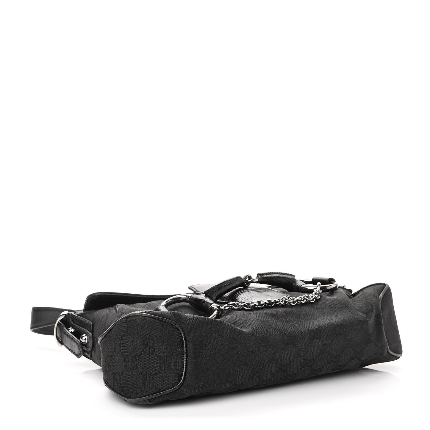 Monogram Horsebit Chain Flap Shoulder Bag Black