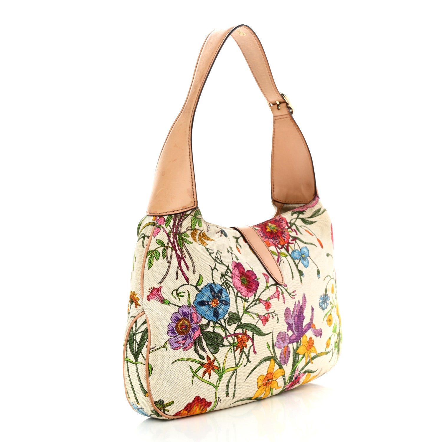 Gucci Canvas Beaded Floral Flora Small Jackie O Hobo White 3 of 17