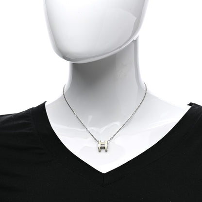 Hermes Lacquered Palladium Pop H Pendant Necklace White 2 of 8