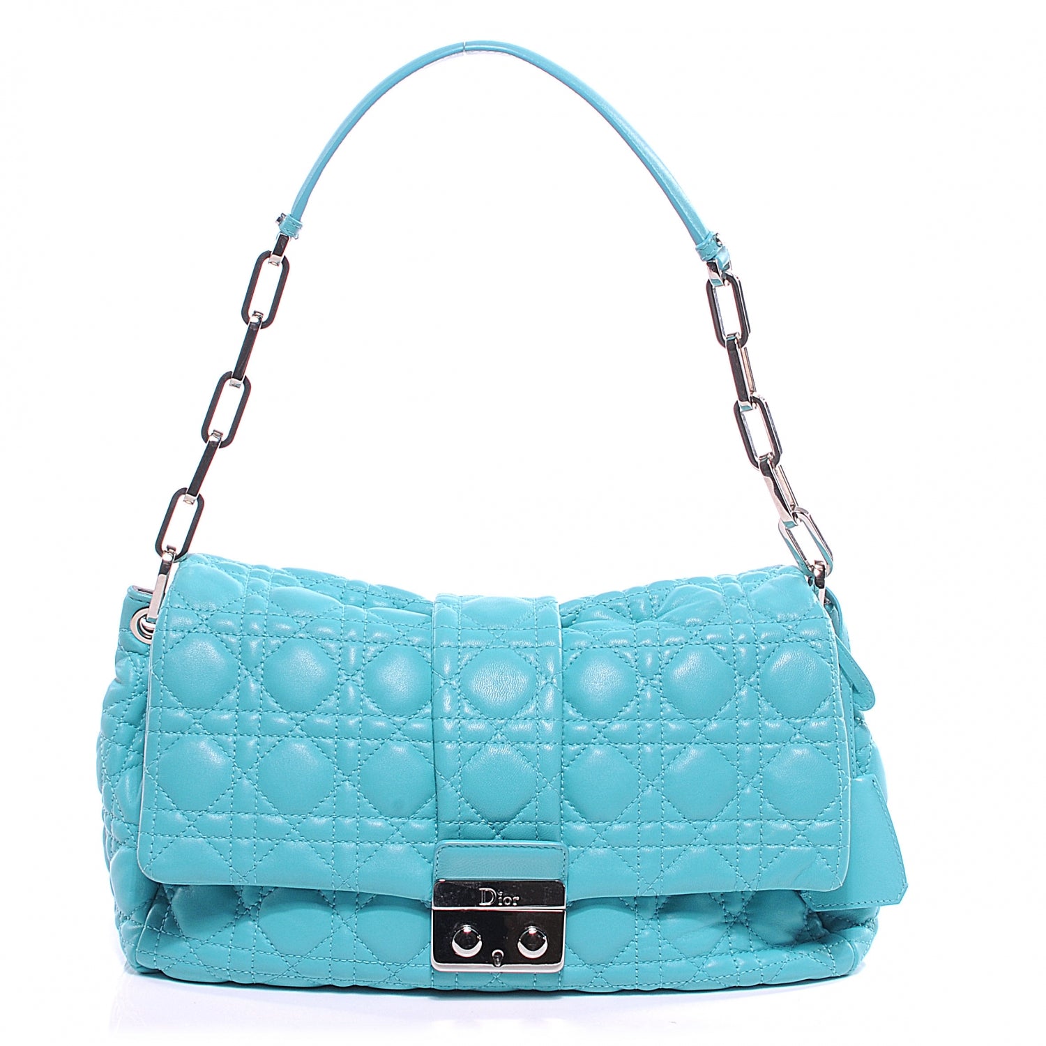 Christian Dior Lambskin Cannage New Lock Flap Bag Turquoise 1 of 13