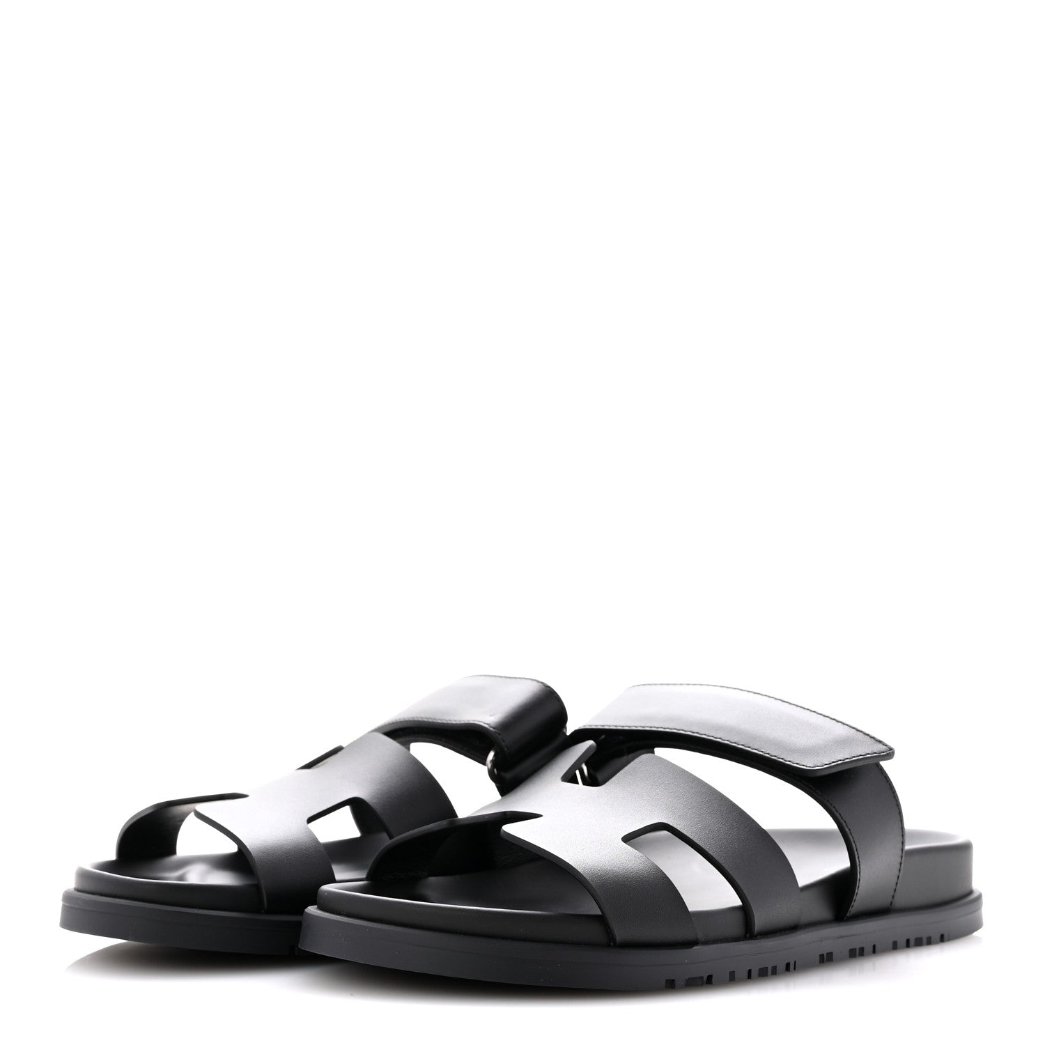 Hermes Calfskin Womens Chypre Sandals 38.5 Black 4 of 10
