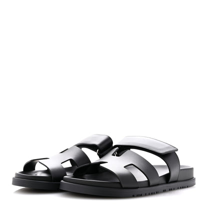 Hermes Calfskin Womens Chypre Sandals 38.5 Black 4 of 10