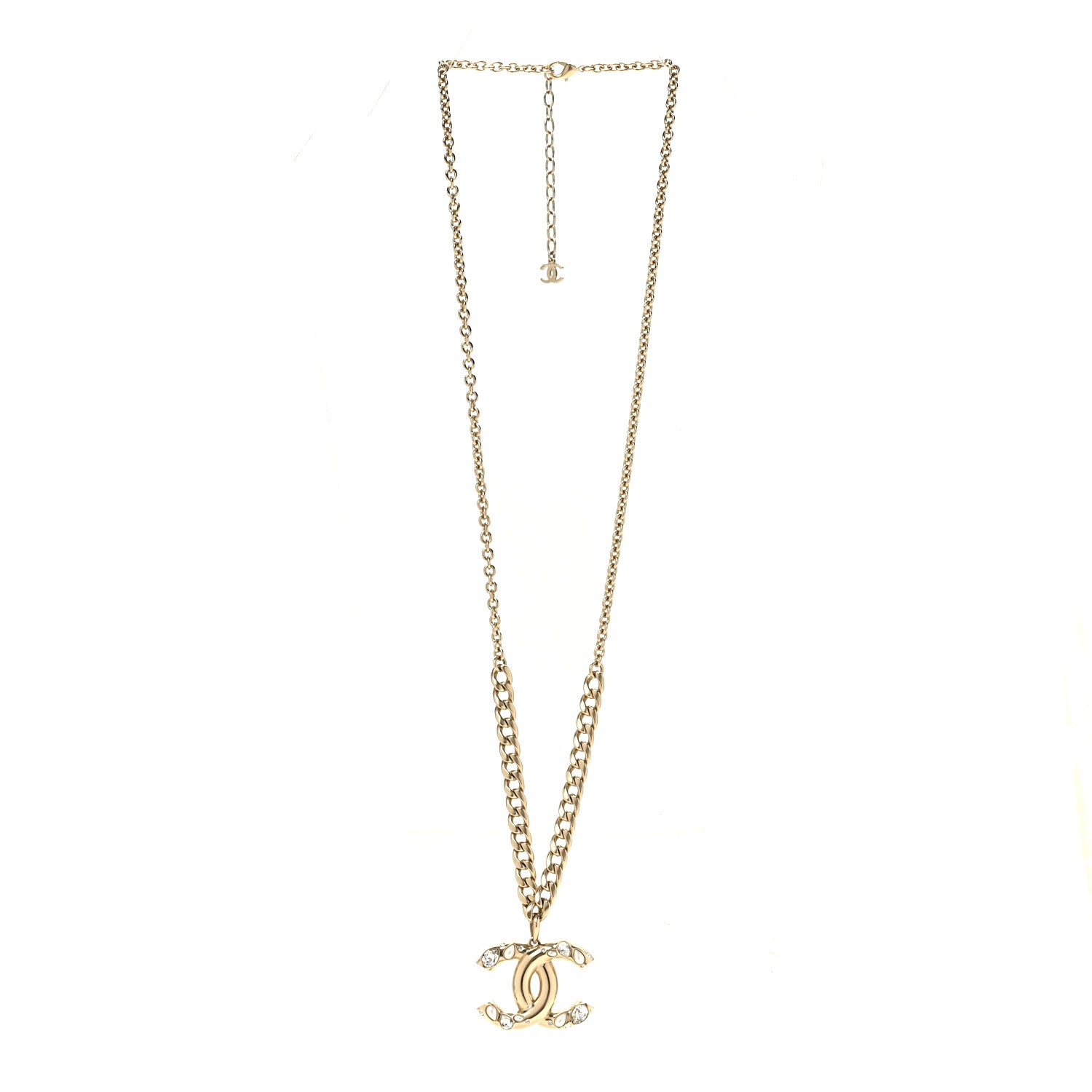 Chanel Crystal Pearl CC Pendant Necklace Gold 3 of 5