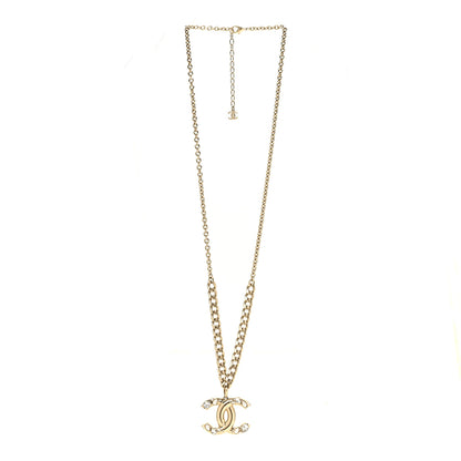 Chanel Crystal Pearl CC Pendant Necklace Gold 3 of 5