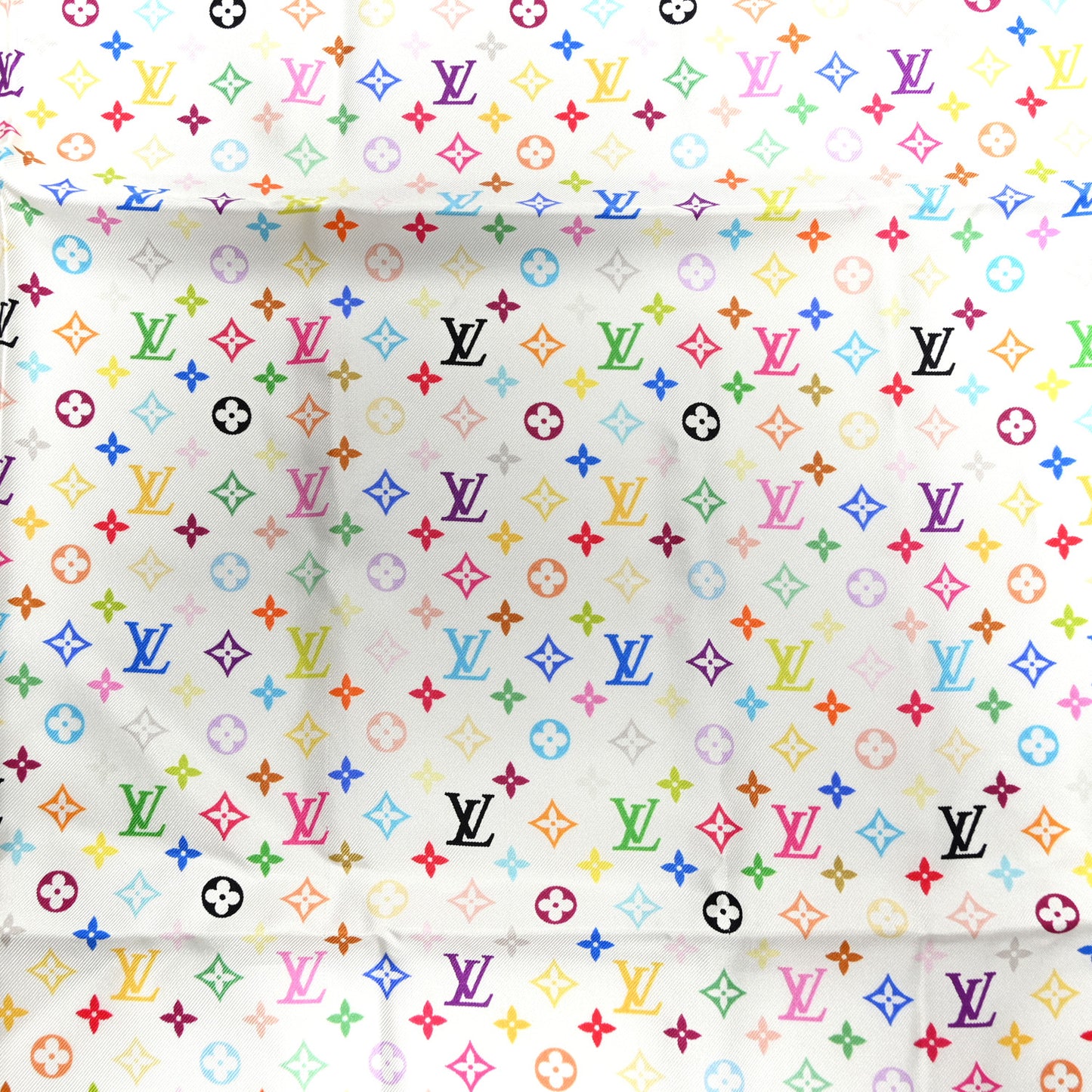 Silk Monogram Multicolor Scarf White
