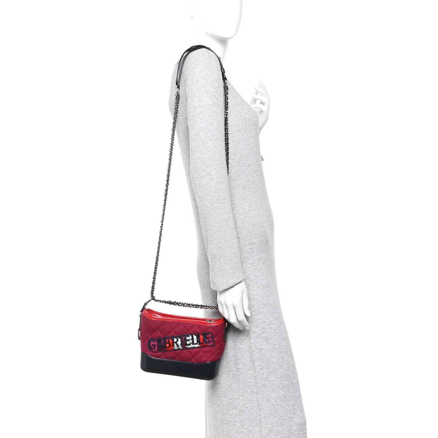 Chanel Wool Calfskin Quilted Small Gabrielle Hobo Red 2 of 10