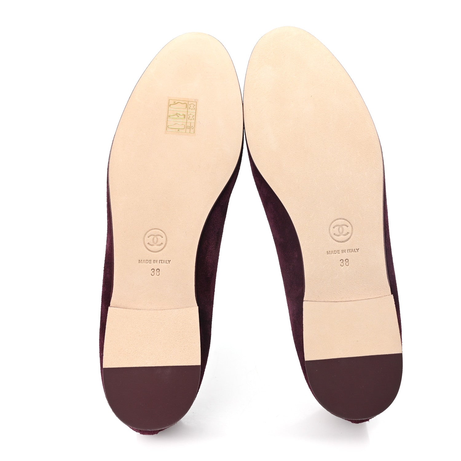 Chanel Suede Patent Cap Toe CC Ballerina Flats 38 Burgundy 6 of 9