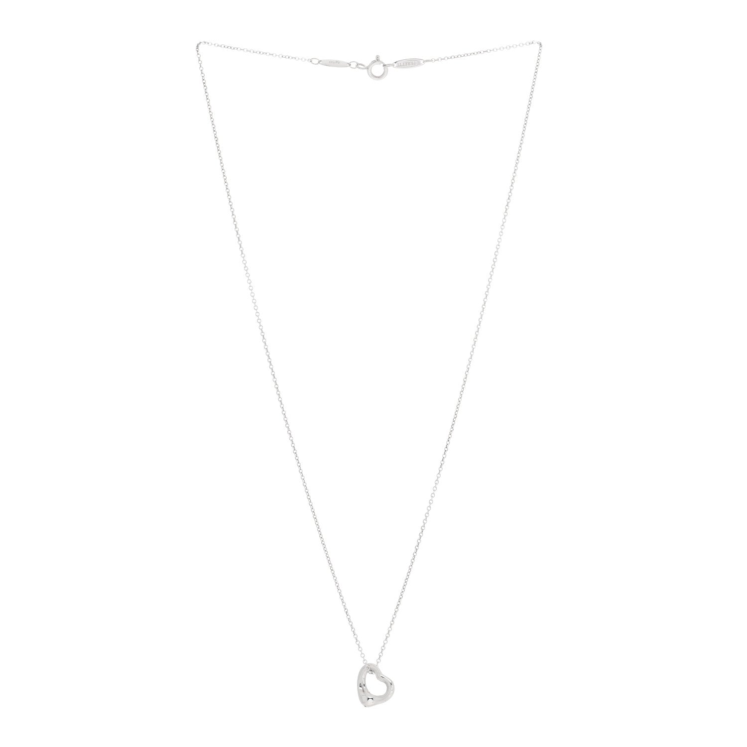 Tiffany Sterling Silver Elsa Peretti 11mm Open Heart Pendant Necklace 3 of 4