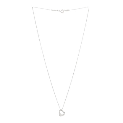 Tiffany Sterling Silver Elsa Peretti 11mm Open Heart Pendant Necklace 3 of 4