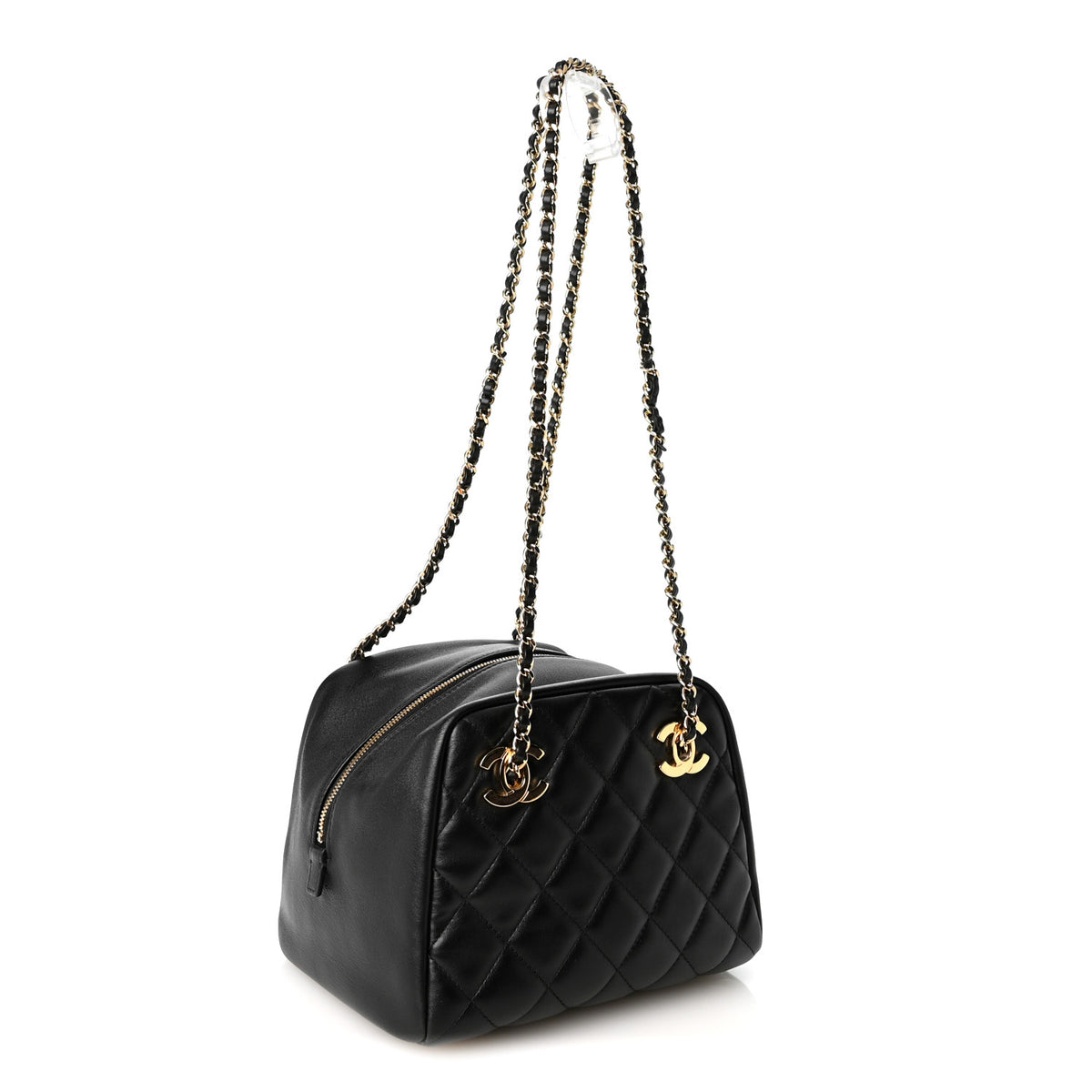 Lambskin Quilted Small Eyes On You Bowling Bag Black