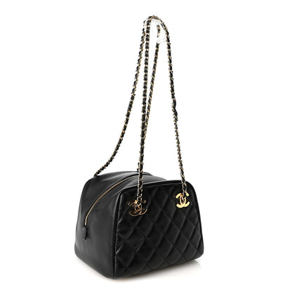 Chanel Lambskin Quilted Small Eyes On You Bowling Bag Black 3 of 10