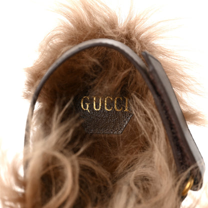 Gucci Monogram Calfskin Fur Horsebit Amstel Slingback Clogs 39 Beige Ebony New Acero Naturale 7 of 7