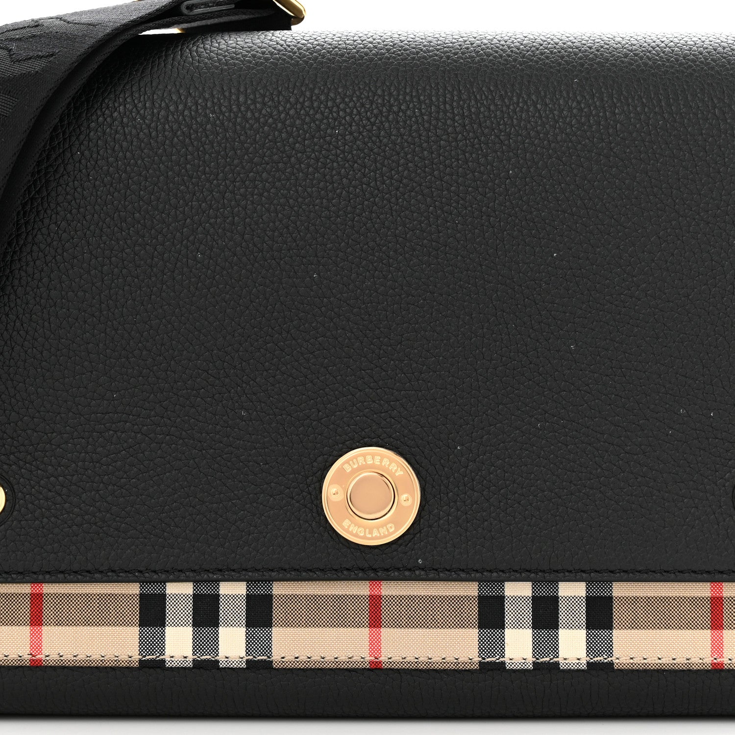 Burberry Coated Canvas Calfskin Vintage Check Medium Note Crossbody Bag Black 8 of 13