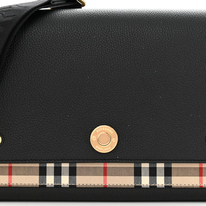 Burberry Coated Canvas Calfskin Vintage Check Medium Note Crossbody Bag Black 8 of 13