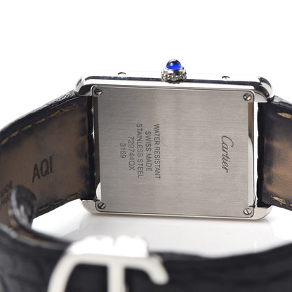 Cartier Stainless Steel Alligator 27mm Tank Solo Quartz Watch 4 of 8