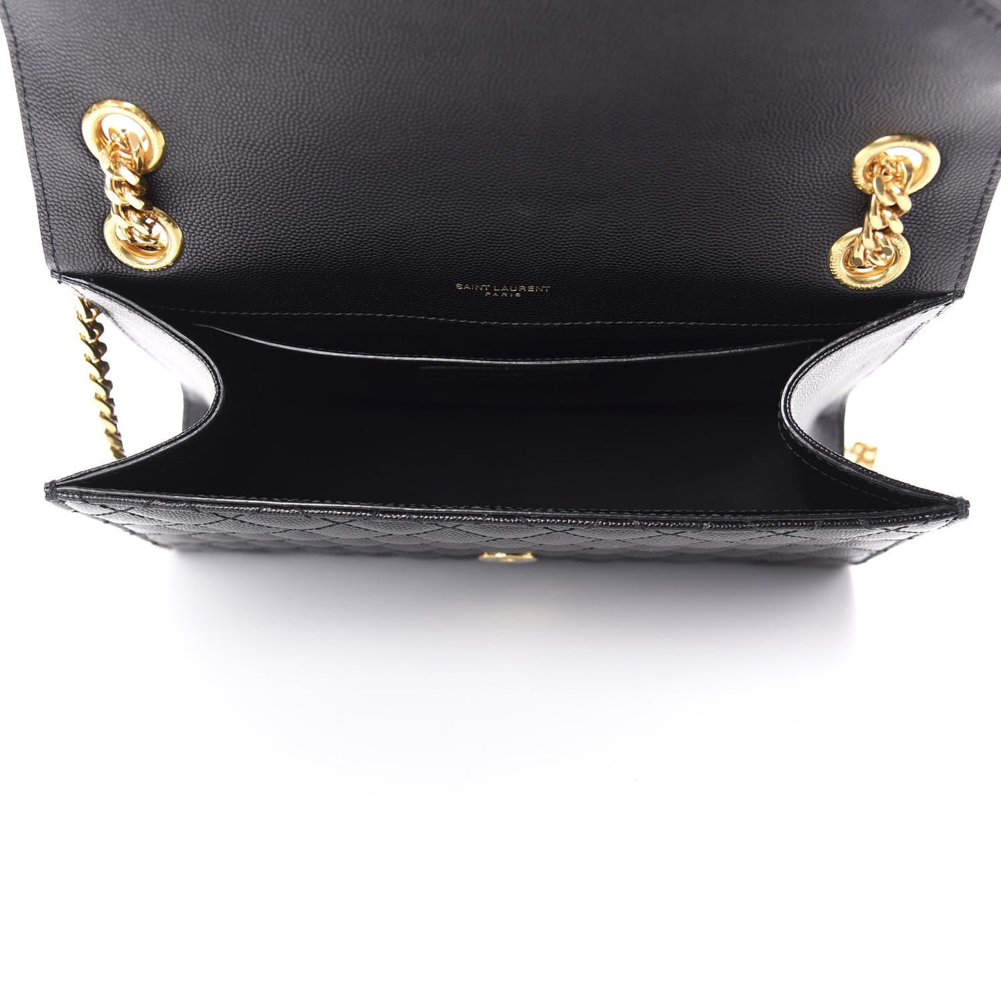 Grain De Poudre Textured Mixed Matelasse Triquilt Medium Monogram Satchel Black