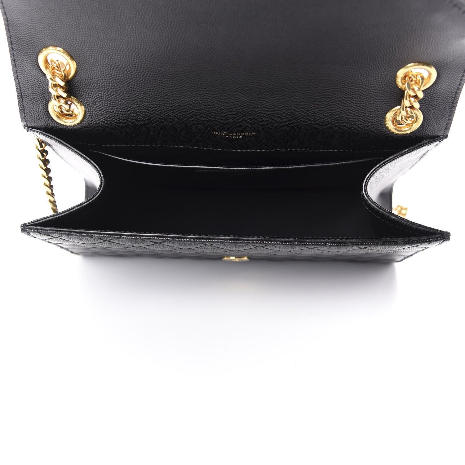 Saint Laurent Grain De Poudre Textured Mixed Matelasse Triquilt Medium Monogram Satchel Black 5 of 11