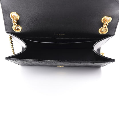 Saint Laurent Grain De Poudre Textured Mixed Matelasse Triquilt Medium Monogram Satchel Black 5 of 11