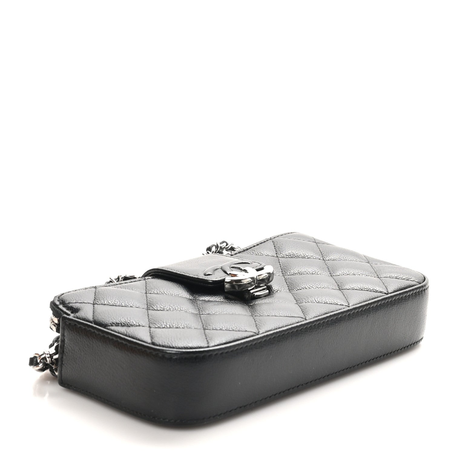 Chanel Grained Calfskin Quilted CC Box Clutch With Chain Black 4 of 12