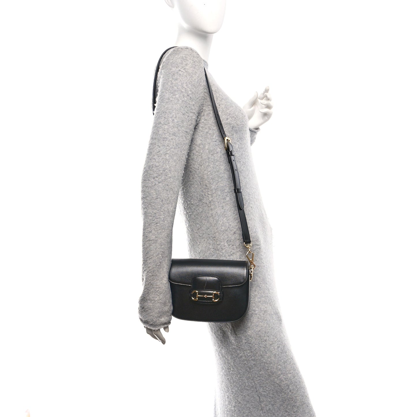 Azalea Calfskin Web Mini Horsebit 1955 Shoulder Bag Black